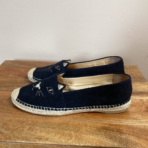 Charlotte Olympia Black Terrycloth KITTY ESPADRILLES  Shoes Raffia - Picture 7 of 16